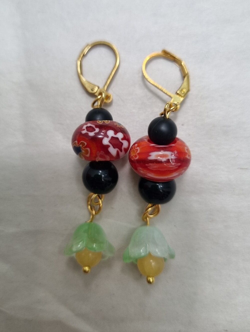 Earrings | Glass Bead Floral Dark Academia Dangle Earrings